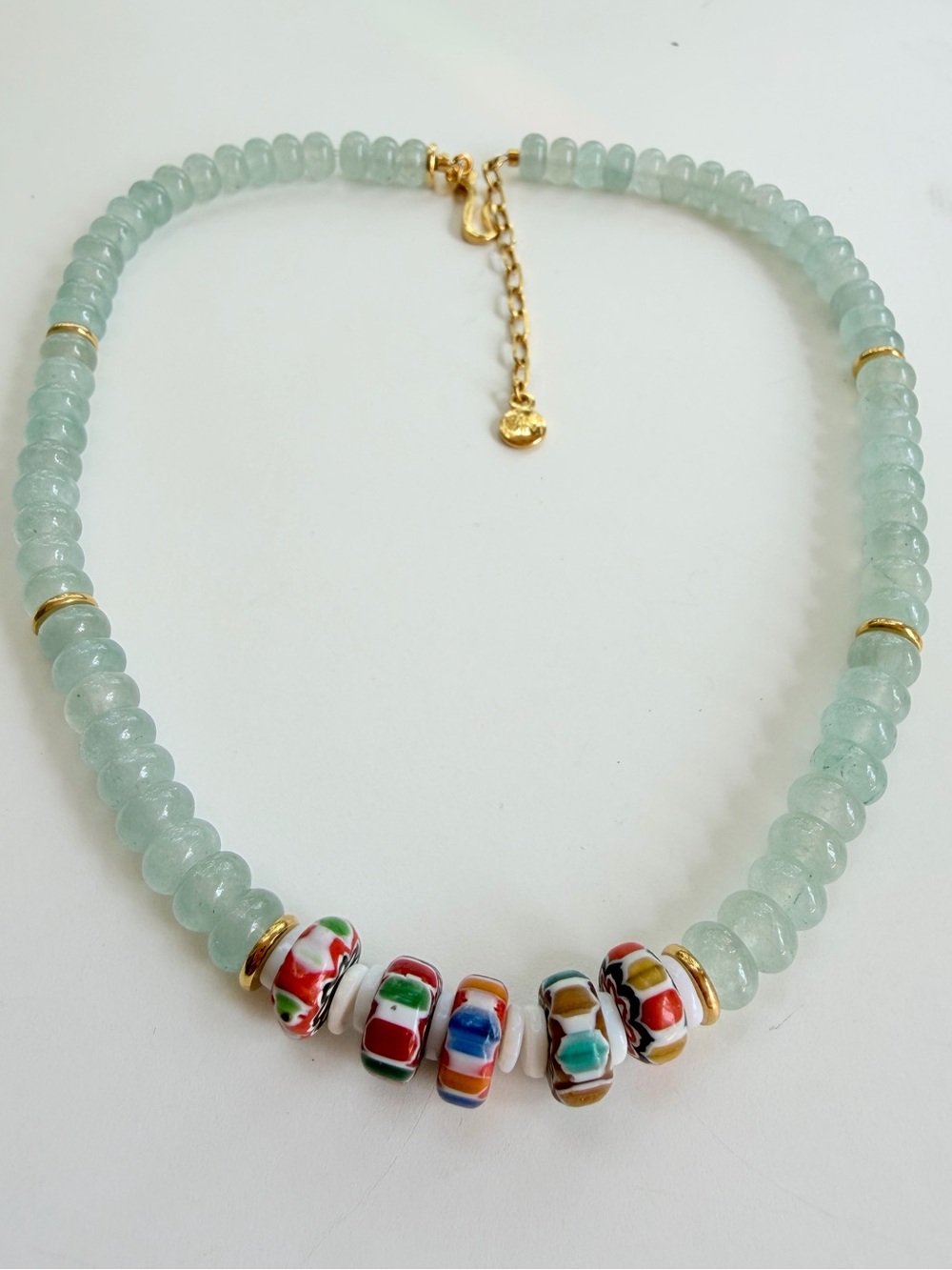 Mayamar Fenix Beaded Necklace Pale Green Quartz Beads 24KP